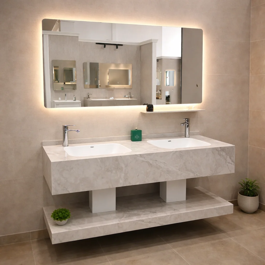 مغسلة بورسلان حوضين مقاس 140 سم