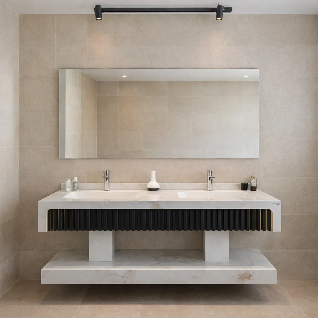 مغسلة بورسلان حوضين مقاس 150 سم  - صورة 2