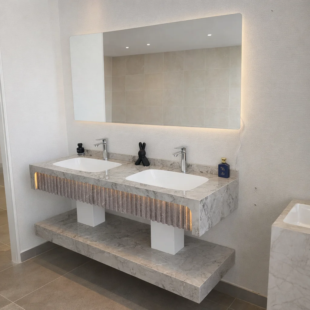 مغسلة بورسلان حوضين مقاس 150 سم 