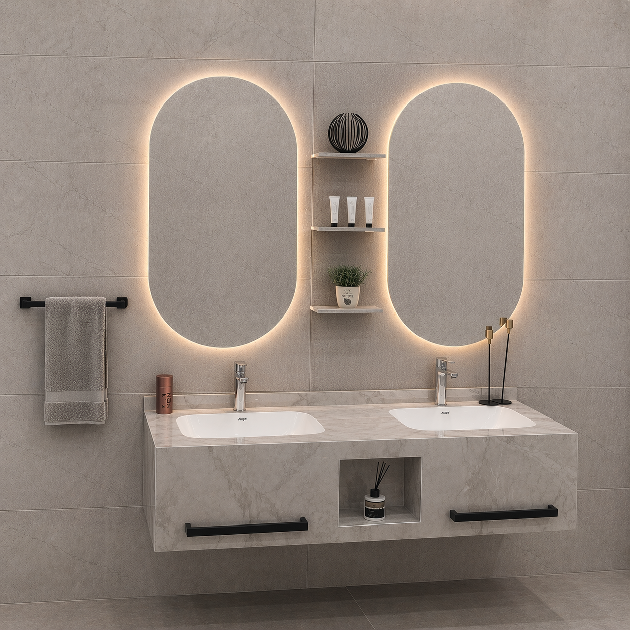 مغسلة بورسلان رصاصي فاتح مقاس 150 سم 