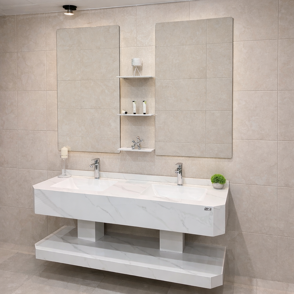 مغسلة بورسلان حوضين مقاس 150 سم