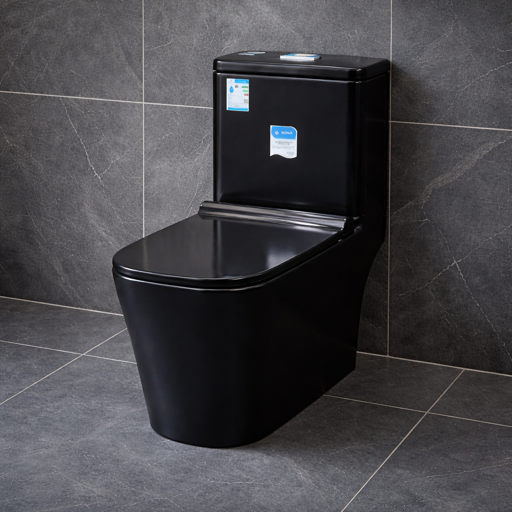 كرسي حمام بورسلان أسود